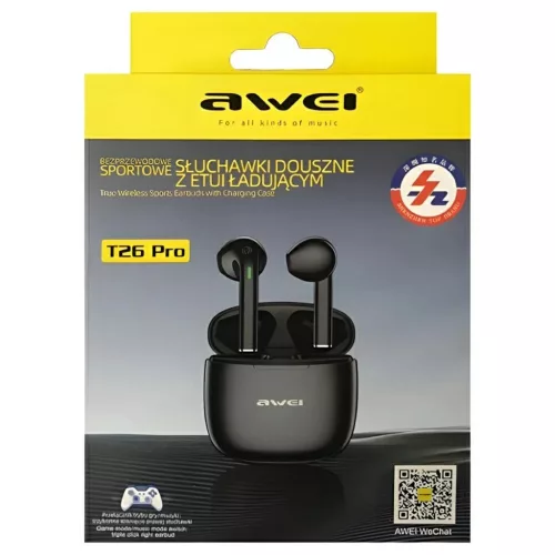 AWEI Bluetooth 5.3 T26 Pro TWS fülhallgató + dokkoló állomás fekete