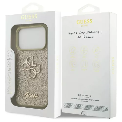 Guess Fixed Glitter Big 4G tok iPhone 17 Pro készülékhez arany