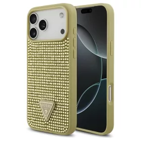   Guess Rhinestone Triangle Logo iPhone 17 Pro Max készülékhez tok arany