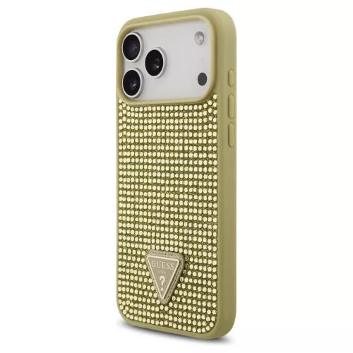 Guess Rhinestone Triangle Logo iPhone 17 Pro Max készülékhez tok arany