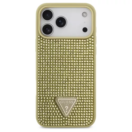 Guess Rhinestone Triangle Logo iPhone 17 Pro Max készülékhez tok arany