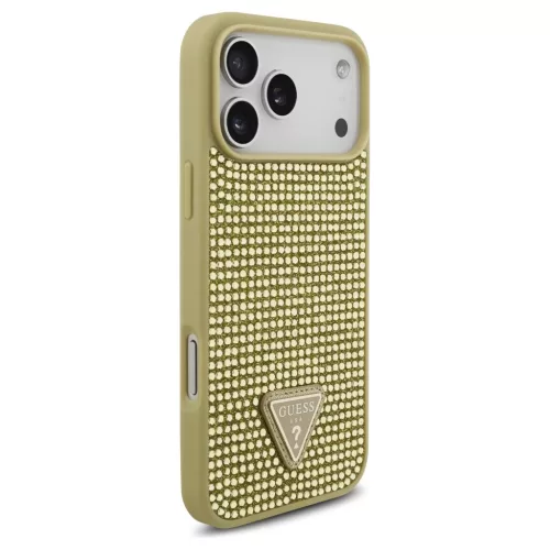 Guess Rhinestone Triangle Logo iPhone 17 Pro Max készülékhez tok arany