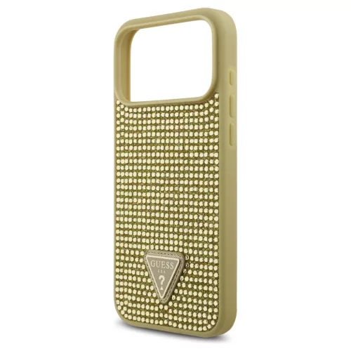 Guess Rhinestone Triangle Logo iPhone 17 Pro Max készülékhez tok arany