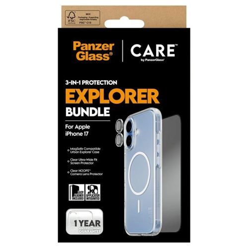 CARE by PanzerGlass Flagship Explorer 3in1 tok + üvegfólia + lencsevédő kit iPhone 17 készülékhez