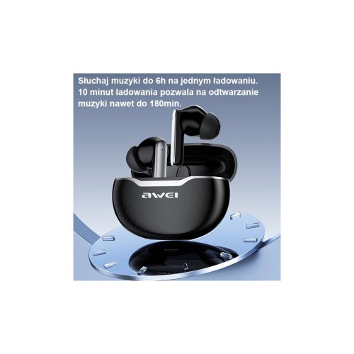 AWEI Bluetooth 5.3 T50 TWS fejhallgató + dokkoló állomás fekete