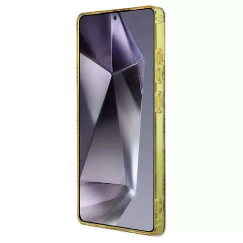 Guess 4G Background Gold Electroplated Peony Pattern MagSafe tok Samsung Galaxy S25 Ultra készülékhez barna