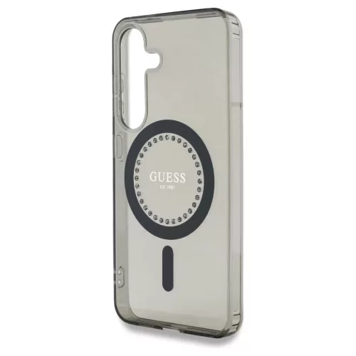 Guess Rhinestones Printed Classic Logo MagSafe tok Samsung Galaxy S25 készülékhez fekete