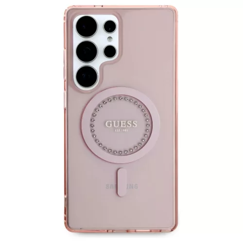 Guess Rhinestones Printed Classic Logo MagSafe tok Samsung Galaxy S25 Ultra készülékhez rózsaszín