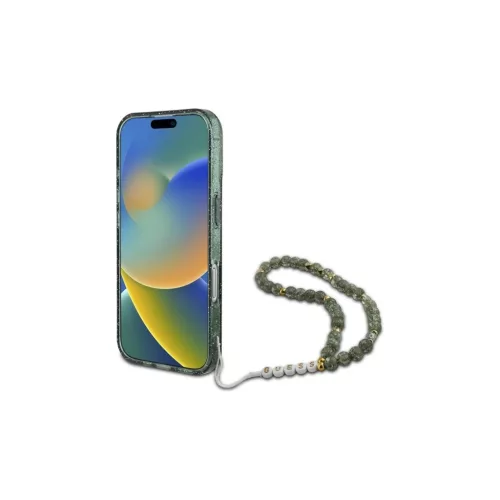 Guess GUHMP16MHGCRELSA iPhone 16 Plus készülékhez 6.7" kemény tok IML Glitter With Pearl Strap MagSaf zöld