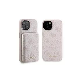   Guess Set GUBPM5P15S4GEMGP iPhone 15 6.1" készülékhez keménytok és 5000 mAh MagSafe külső akkumulátor szett rózsaszín 4G Meta