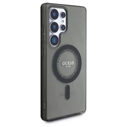Guess Rhinestones Printed Classic Logo MagSafe tok Samsung Galaxy S25 Ultra készülékhez fekete