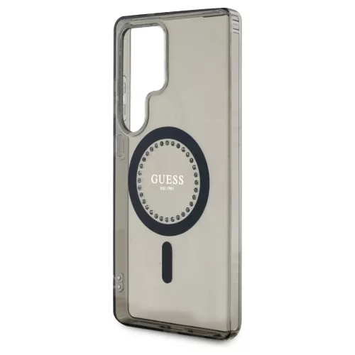 Guess Rhinestones Printed Classic Logo MagSafe tok Samsung Galaxy S25 Ultra készülékhez fekete
