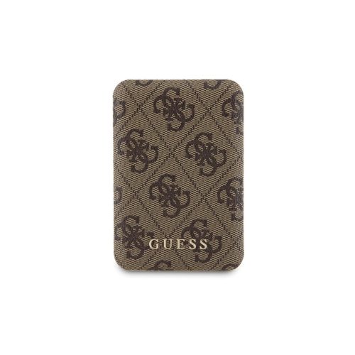 Csomag Guess GUBPM5P15S4GEMGW iPhone15 6.1” készülékhez kemény tok + powerbank 5000mAh MagSafe 4G Metal Logo barna