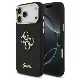   Guess Fixed Glitter Big 4G Metal Frame tok iPhone 17 Pro Max készülékhez fekete