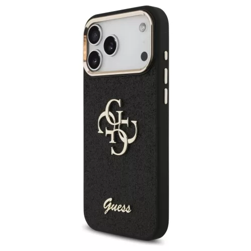 Guess Fixed Glitter Big 4G Metal Frame tok iPhone 17 Pro Max készülékhez fekete
