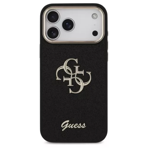 Guess Fixed Glitter Big 4G Metal Frame tok iPhone 17 Pro Max készülékhez fekete