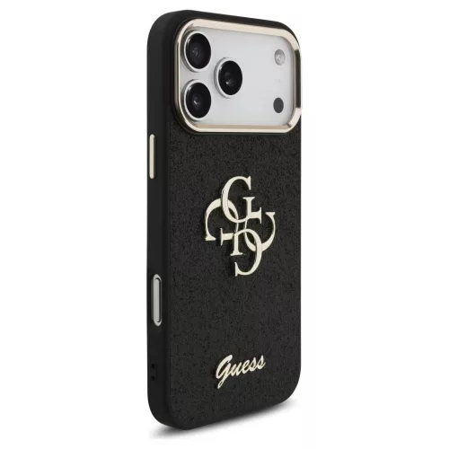 Guess Fixed Glitter Big 4G Metal Frame tok iPhone 17 Pro Max készülékhez fekete