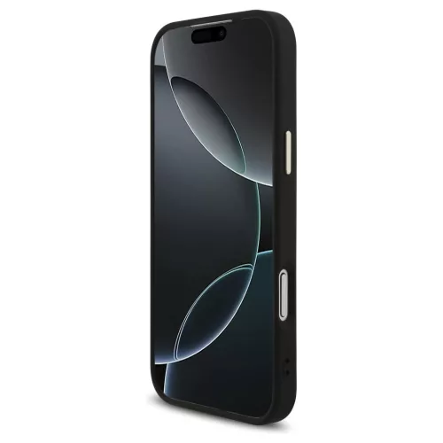 Guess Fixed Glitter Big 4G Metal Frame tok iPhone 17 Pro Max készülékhez fekete