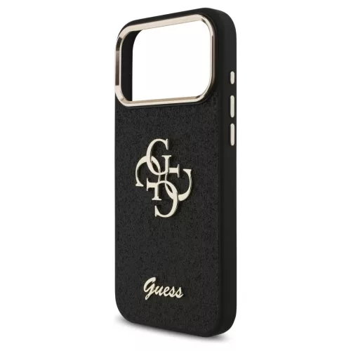 Guess Fixed Glitter Big 4G Metal Frame tok iPhone 17 Pro Max készülékhez fekete