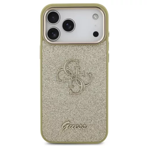 Guess Fixed Glitter Big 4G Metal Frame tok iPhone 17 Pro Max készülékhez arany