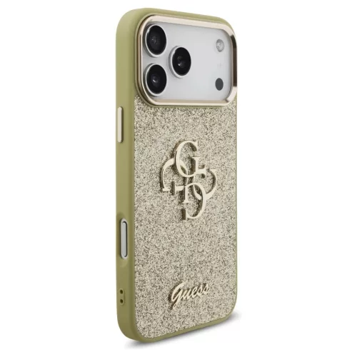 Guess Fixed Glitter Big 4G Metal Frame tok iPhone 17 Pro Max készülékhez arany