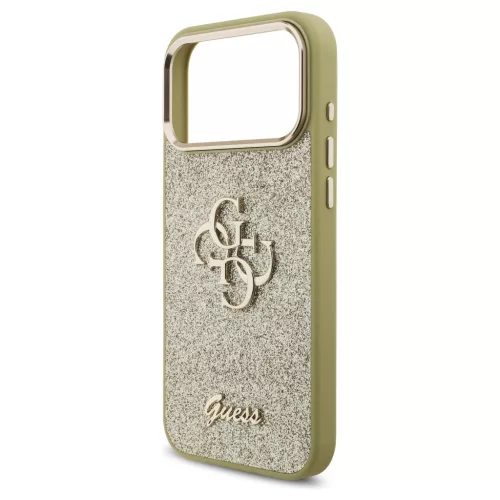 Guess Fixed Glitter Big 4G Metal Frame tok iPhone 17 Pro Max készülékhez arany