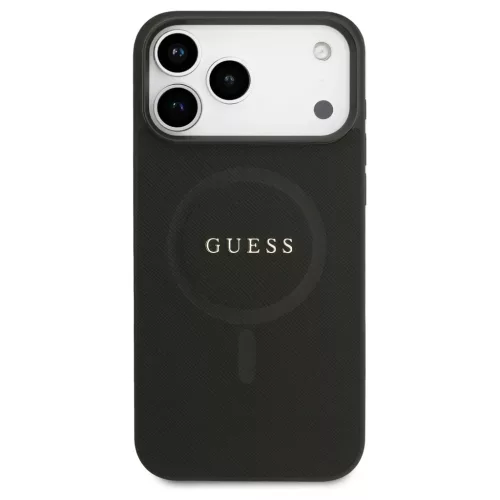Guess Saffiano Classic Logo MagSafe tok iPhone 17 Pro Max készülékhez fekete