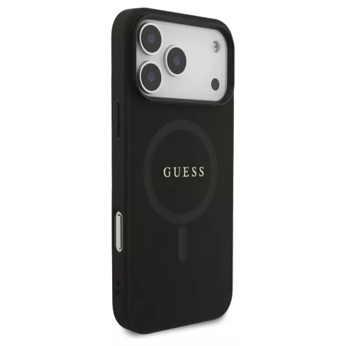 Guess Saffiano Classic Logo MagSafe tok iPhone 17 Pro Max készülékhez fekete