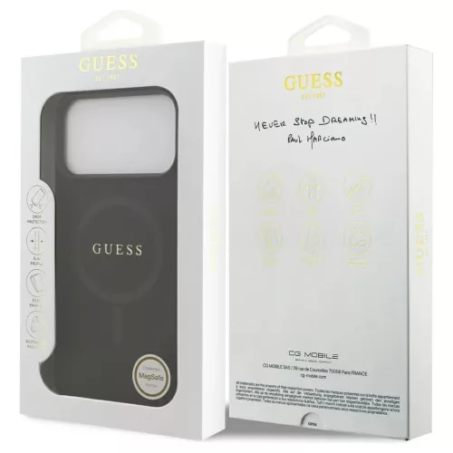Guess Saffiano Classic Logo MagSafe tok iPhone 17 Pro Max készülékhez fekete