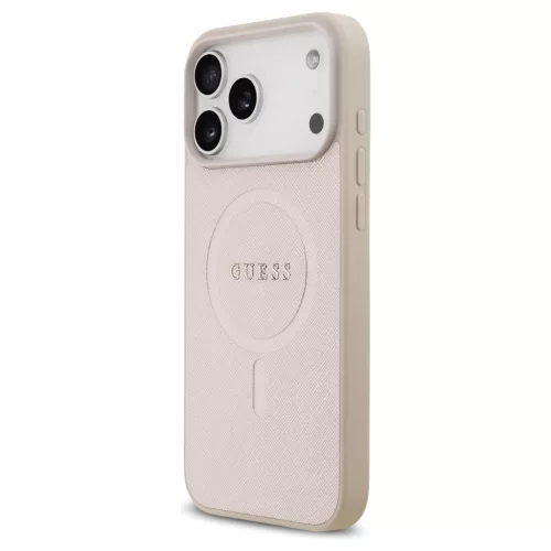 Guess Saffiano Classic Logo MagSafe tok iPhone 17 Pro Max készülékhez rózsaszín