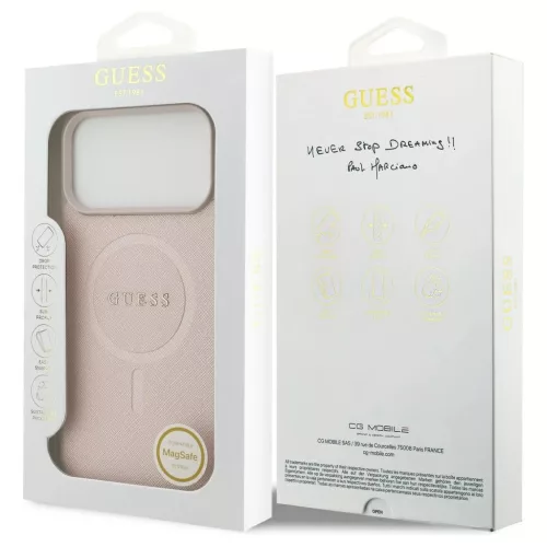 Guess Saffiano Classic Logo MagSafe tok iPhone 17 Pro Max készülékhez rózsaszín