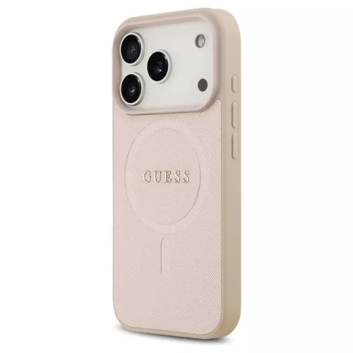 Guess Saffiano Classic Logo MagSafe tok iPhone 17 Pro készülékhez rózsaszín