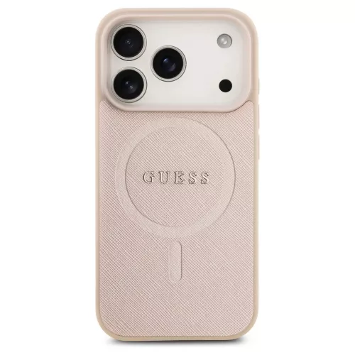 Guess Saffiano Classic Logo MagSafe tok iPhone 17 Pro készülékhez rózsaszín