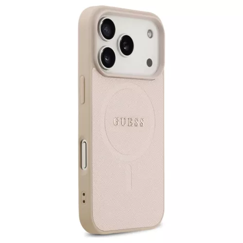 Guess Saffiano Classic Logo MagSafe tok iPhone 17 Pro készülékhez rózsaszín