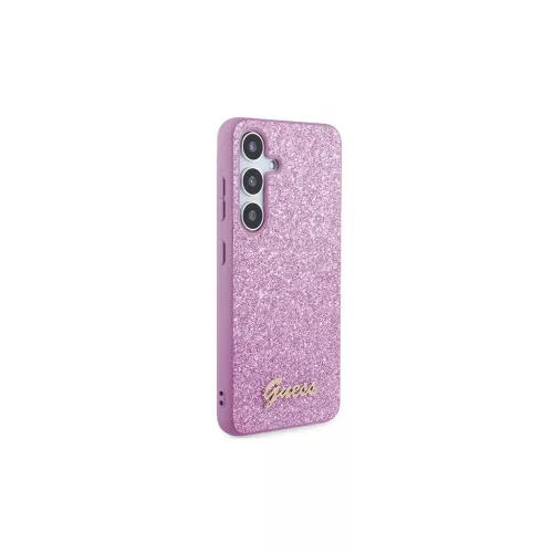 Guess GUHCS24SHGGSHU S24 S921 kemény tok Glitter Script lila
