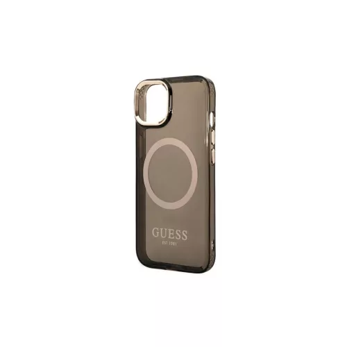 Guess GUHMP14MHTCMK iPhone 14 Plus / 15 Plus 6.7" készülékhez kemény tok Gold Outline Translucent Mag fekete