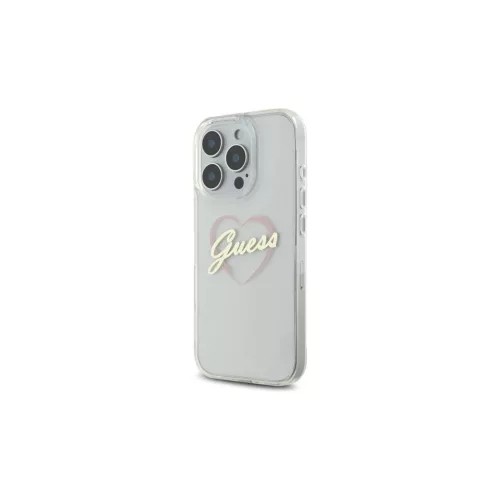 Guess iPhone 16 Pro 6.3" keménytok készülékhez IML Heart átlátszó
