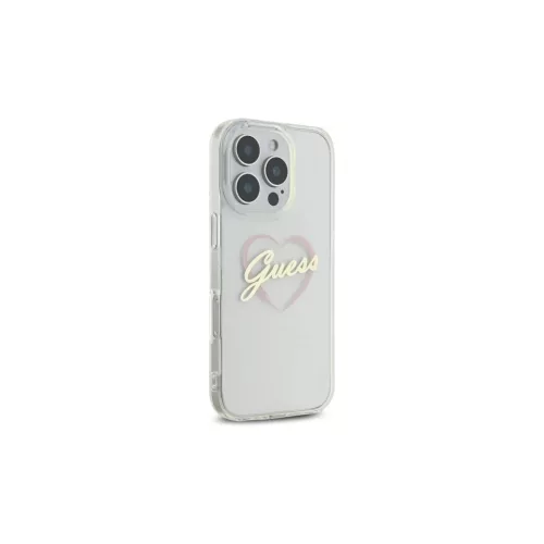 Guess iPhone 16 Pro 6.3" keménytok készülékhez IML Heart átlátszó