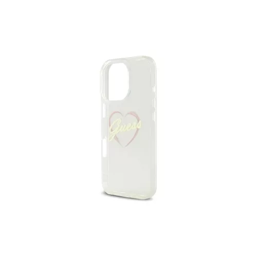 Guess iPhone 16 Pro 6.3" keménytok készülékhez IML Heart átlátszó