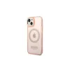 Guess GUHMP14MHTCMP iPhone 14 Plus/15 Plus készülékhez 6.7" kemény tok Gold Outline Translucent MagS rózsaszín