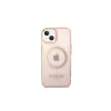 Guess GUHMP14MHTCMP iPhone 14 Plus/15 Plus készülékhez 6.7" kemény tok Gold Outline Translucent MagS rózsaszín