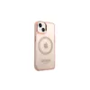 Guess GUHMP14MHTCMP iPhone 14 Plus/15 Plus készülékhez 6.7" kemény tok Gold Outline Translucent MagS rózsaszín