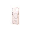 Guess GUHMP14MHTCMP iPhone 14 Plus/15 Plus készülékhez 6.7" kemény tok Gold Outline Translucent MagS rózsaszín