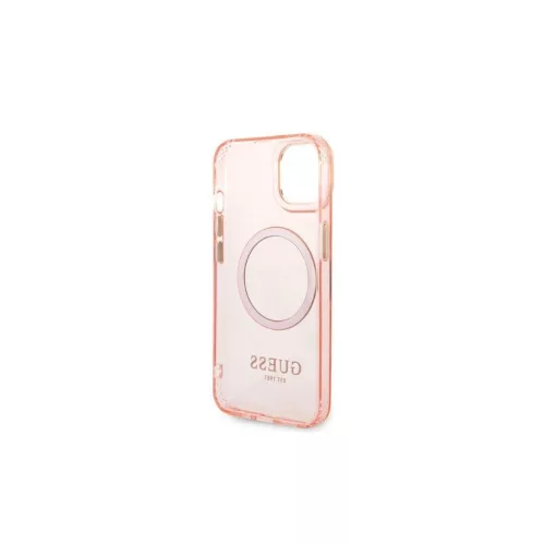 Guess GUHMP14MHTCMP iPhone 14 Plus/15 Plus készülékhez 6.7" kemény tok Gold Outline Translucent MagS rózsaszín