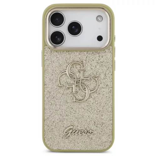 Guess Fixed Glitter Big 4G Metal Frame tok iPhone 17 Pro készülékhez arany