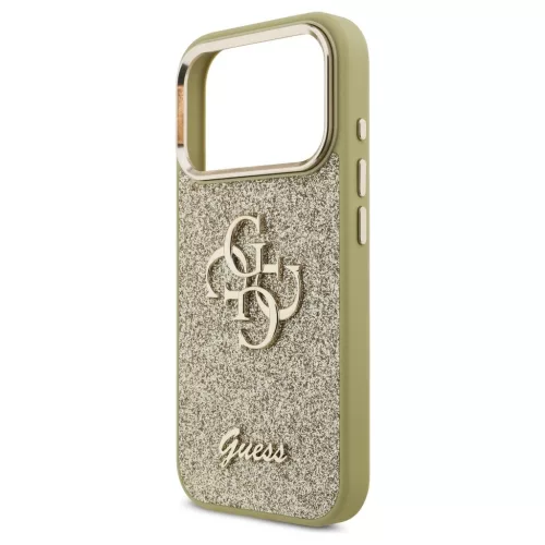 Guess Fixed Glitter Big 4G Metal Frame tok iPhone 17 Pro készülékhez arany
