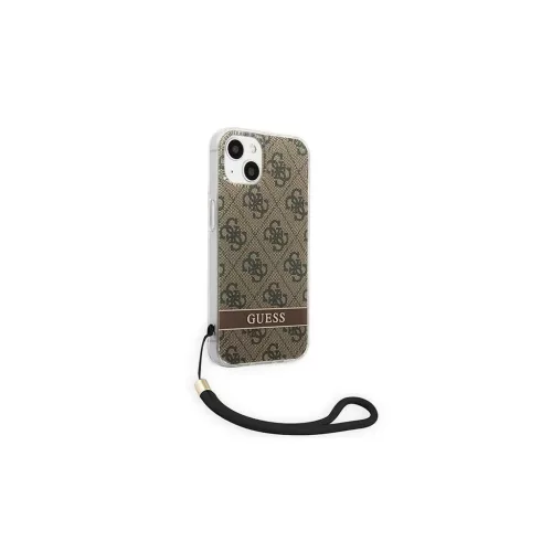 Guess GUOHCP14MH4STW 4G Print Strap keménytok iPhone 14 Plus/15 Plus 6,7" készülékhez barna
