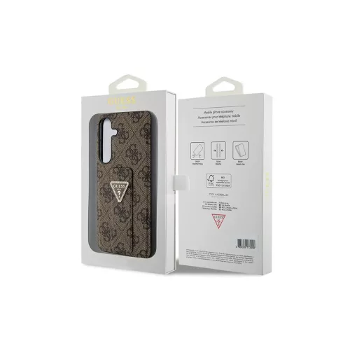 Guess GUHCS24SPGS4TDW S24 S921 készülékhez kemény tok Grip Stand 4G Triangle Strass barna