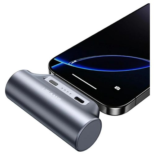 USAMS PB79 Mini Tail Plug hordozható töltőbank 3000mAh USB-C szürke