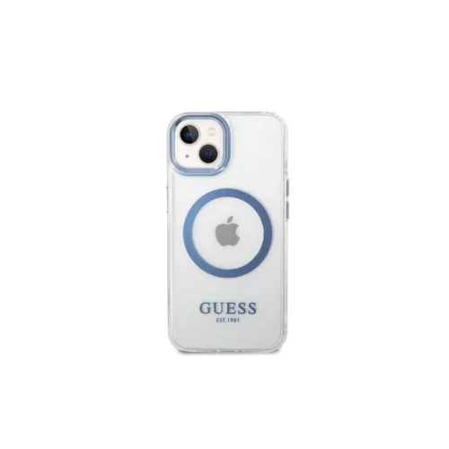 Guess GUHMP14MHTRMB iPhone 14 Plus / 15 Plus készülékhez 6.7" kemény tok Metal Outline Magsafe kék